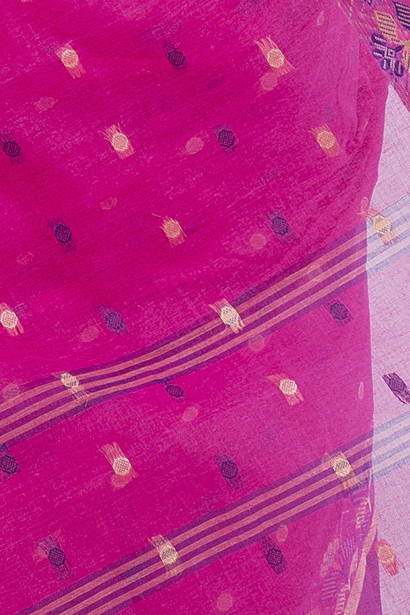 Pink Pure Cotton JoraPata Tant Saree (782)